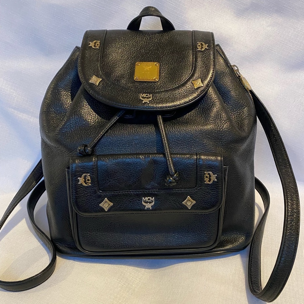 MCM Black Leather Backpack